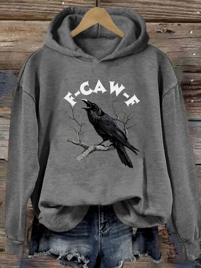 F CAW F Crow Hoodie Funny Graphic Hoodie Gifts For Women's Birthday Gifts For Best Friend