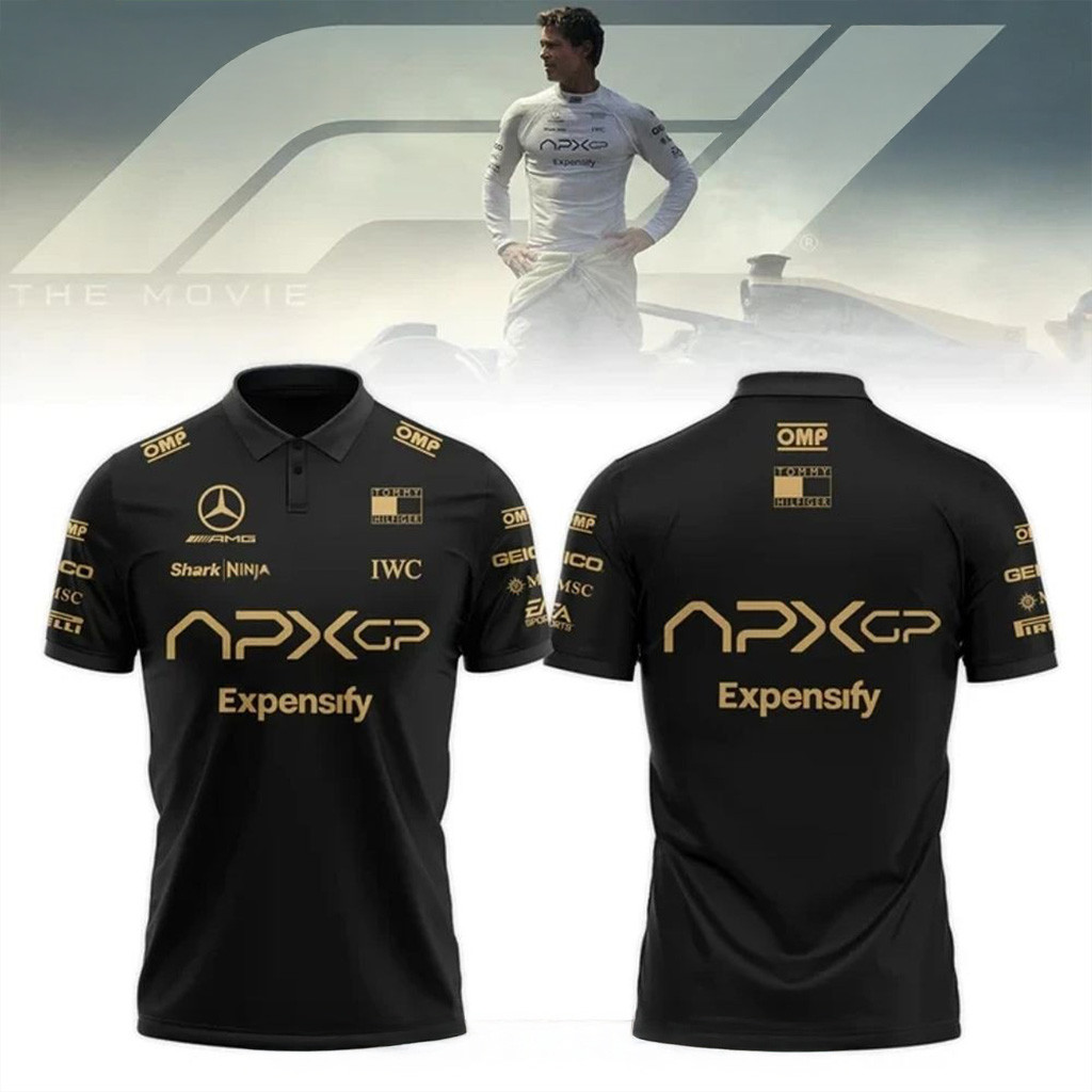 F1 The Movie 2025 Apxgp Brad Pitt Black Polo Shirt Gifts For Father