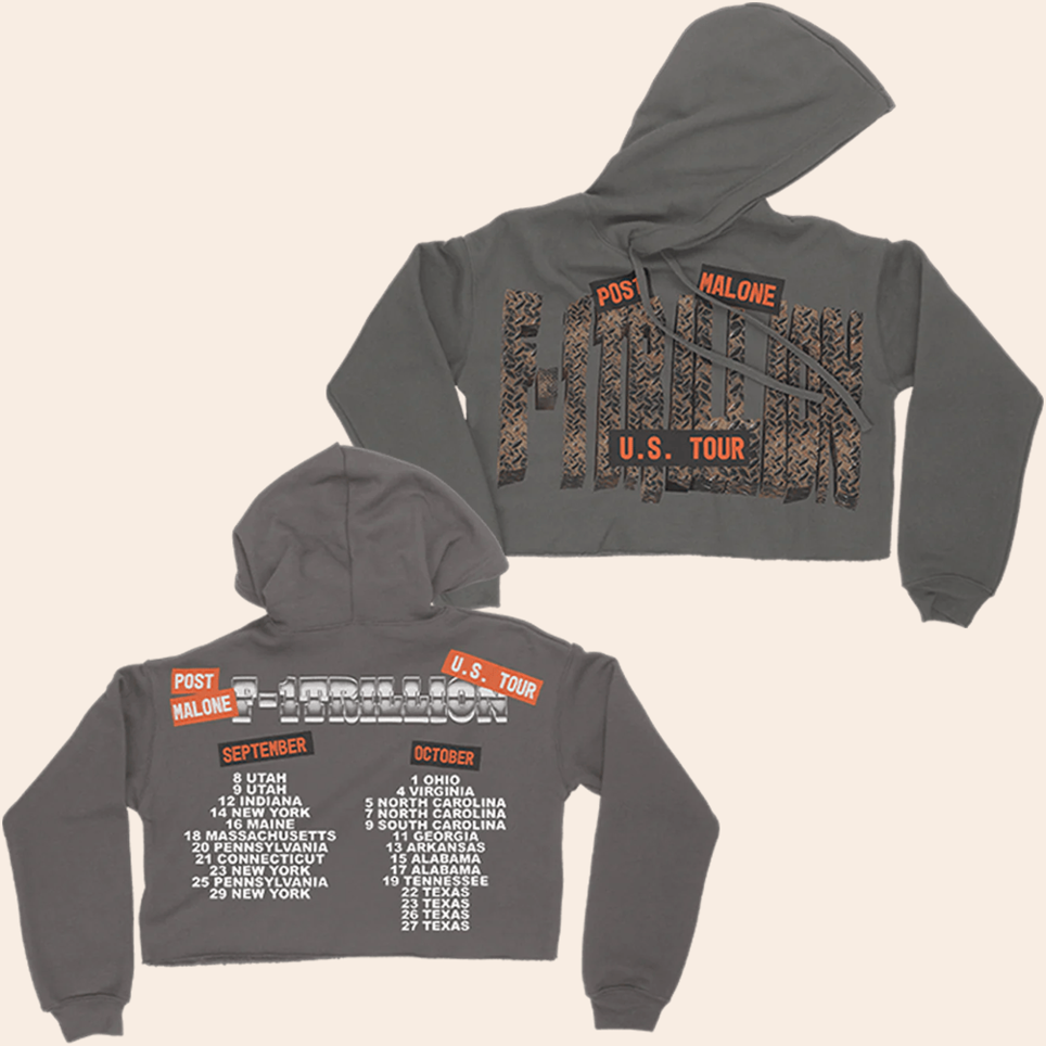 F1 Trillion Tour Crop Hoodie Post Malone Merch Birthday Gifts For Sister BFF Gifts