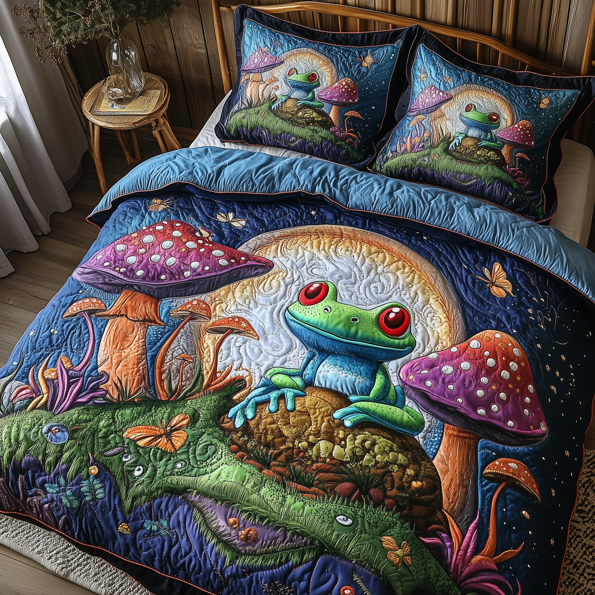 Fairy Forest Frogs Quilted Bedding Set Duvet Cover Bedspread Set Item Gifts For Father In Law