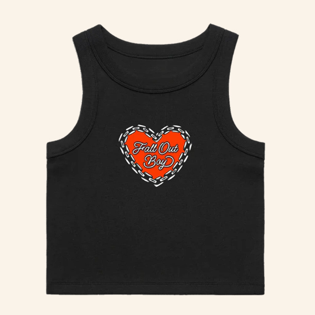 Fall Out Boy Merch Heart Chain Crop Tank Birthday Present For Her