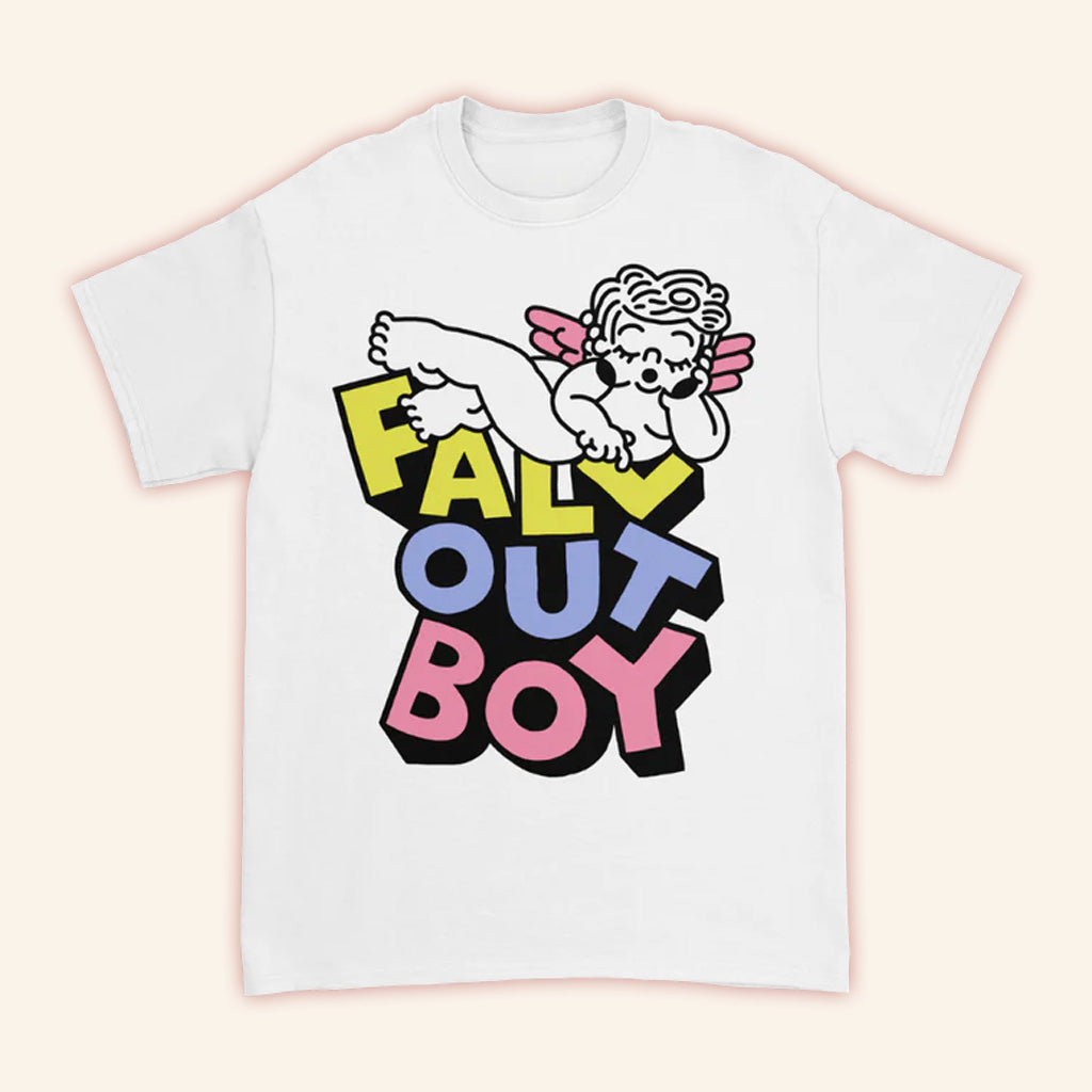 Fall Out Boy Merch Sleepy Angel Logo T-Shirt Birthday Present For Friends