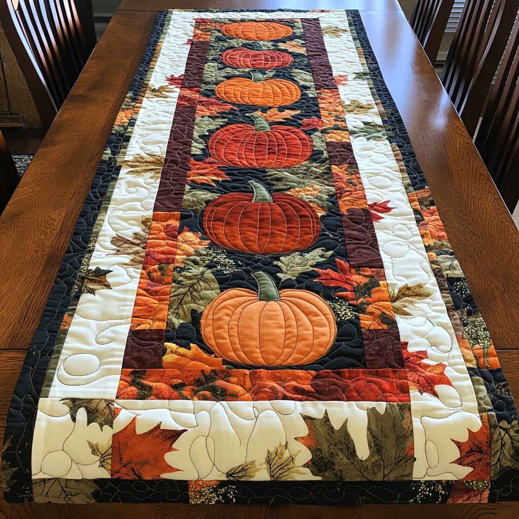 Fall Pumpkins Quilted Table Runner Fall Table Runner Home Decoration Stuff