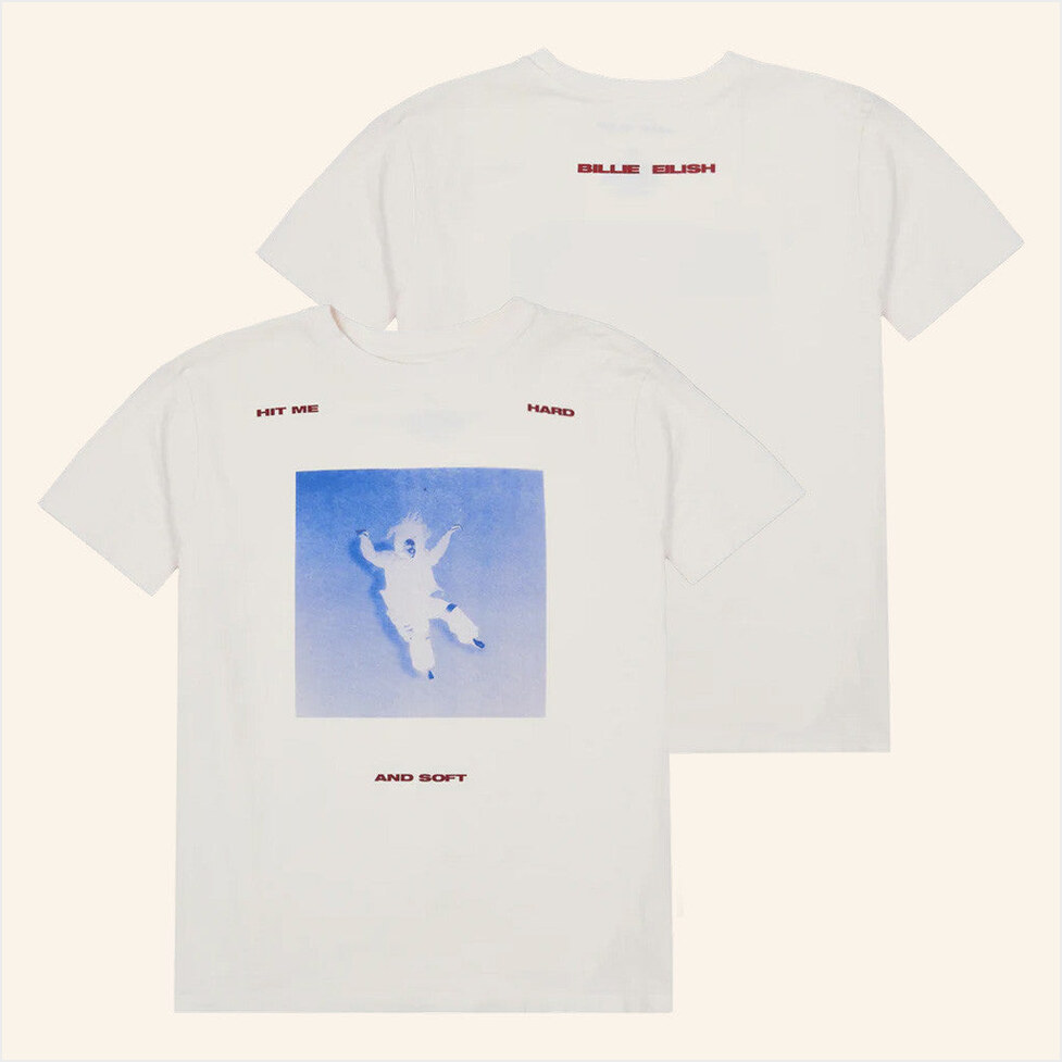 Falling Scatter Text White T-shirt Billie Eilish Merch Birthday Gifts For Friends
