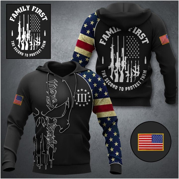 Family First The Second To Protect Them Hoodie For Gun Lover We The People Apparel Men's