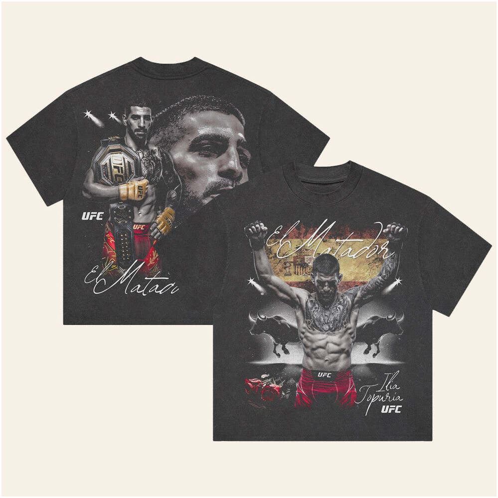 Fanatics Merch Ilia Topuria Bull Fight Black T-Shirt Fan Merch Gifts For Husband Gifts For Fans
