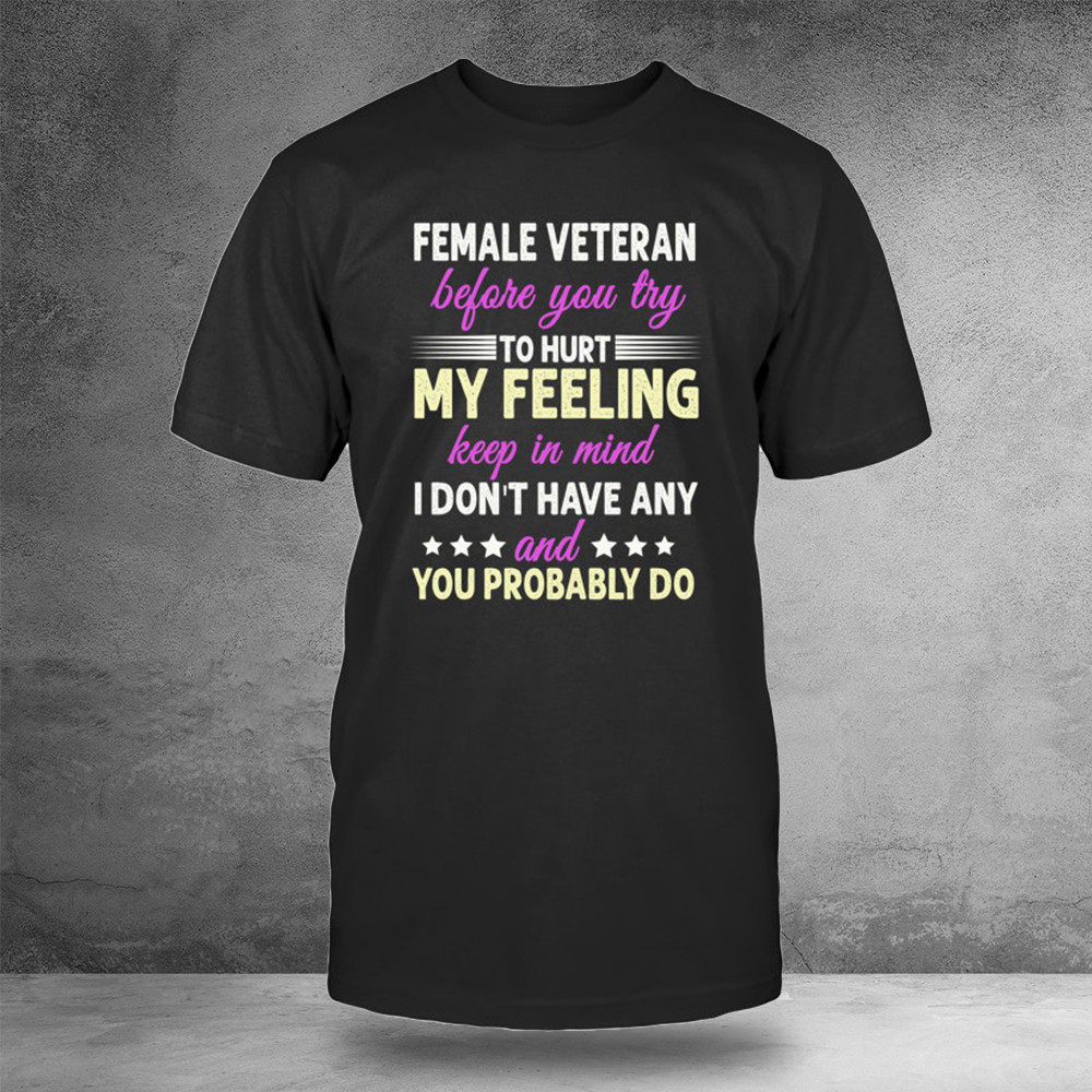 Female Veteran Before You Try To Hurt My Feeling Shirt Cool Gifts For Veterans
