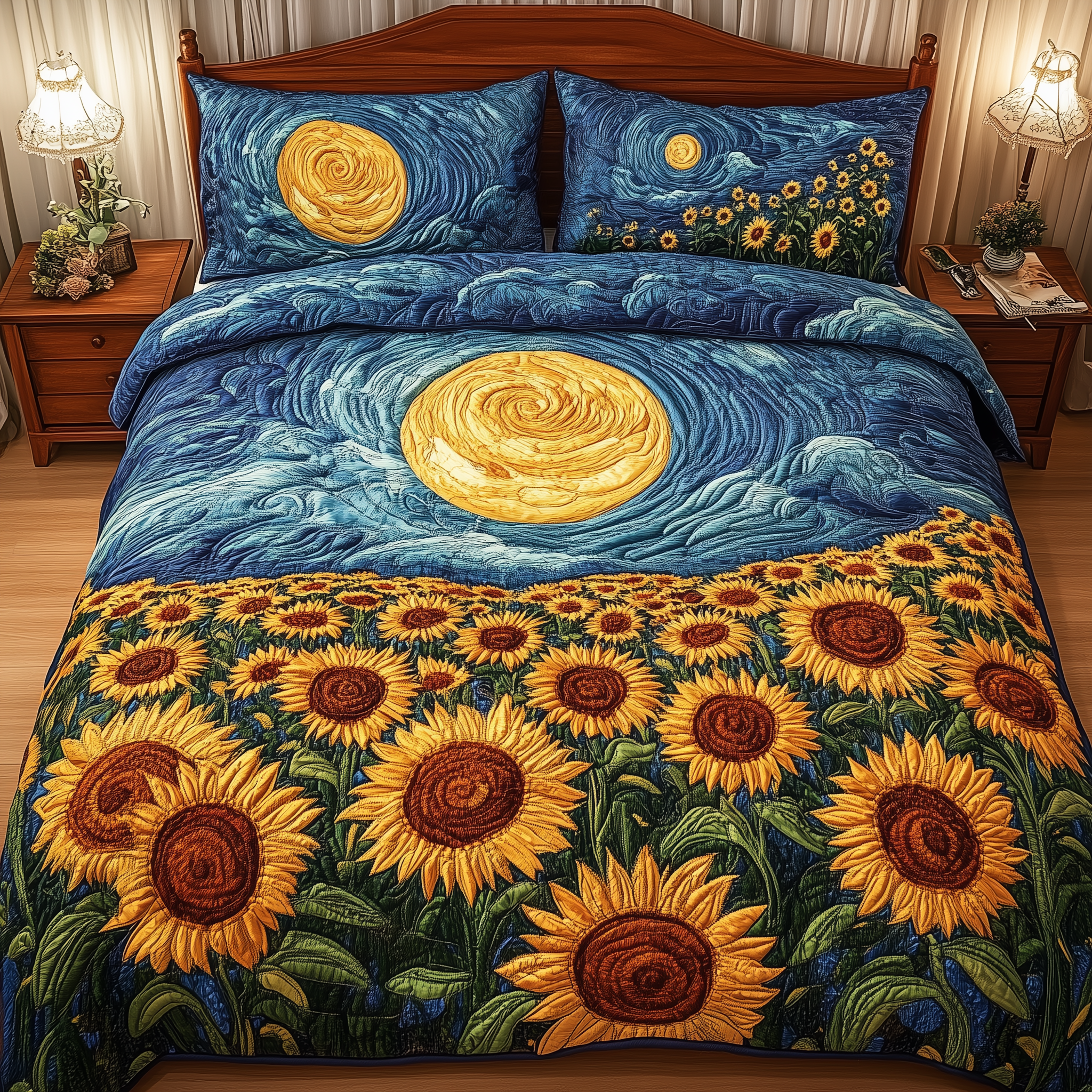 Field of Sunshine Quilted Bedding Set Unique Duvet Cover Bedspread Set Top 10 Mother's Day Gifts For Her