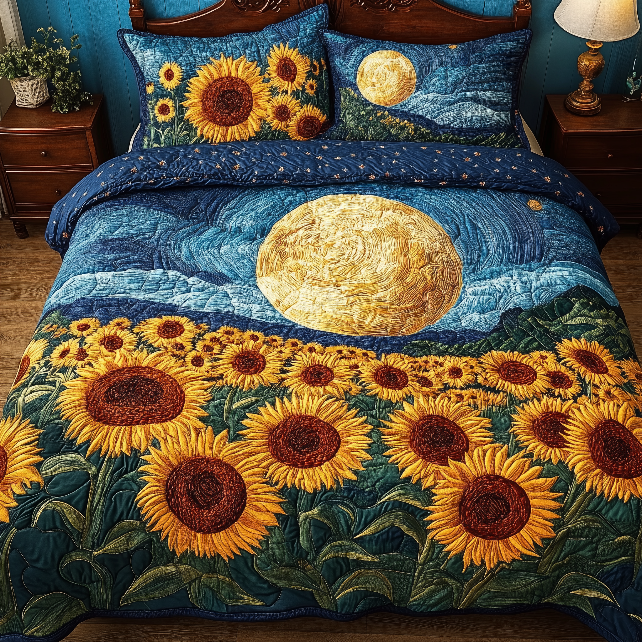 Field of Sunshine Quilted Bedding Set Unique Duvet Cover Bedspread Set Top Mother's Day Gifts For Mom