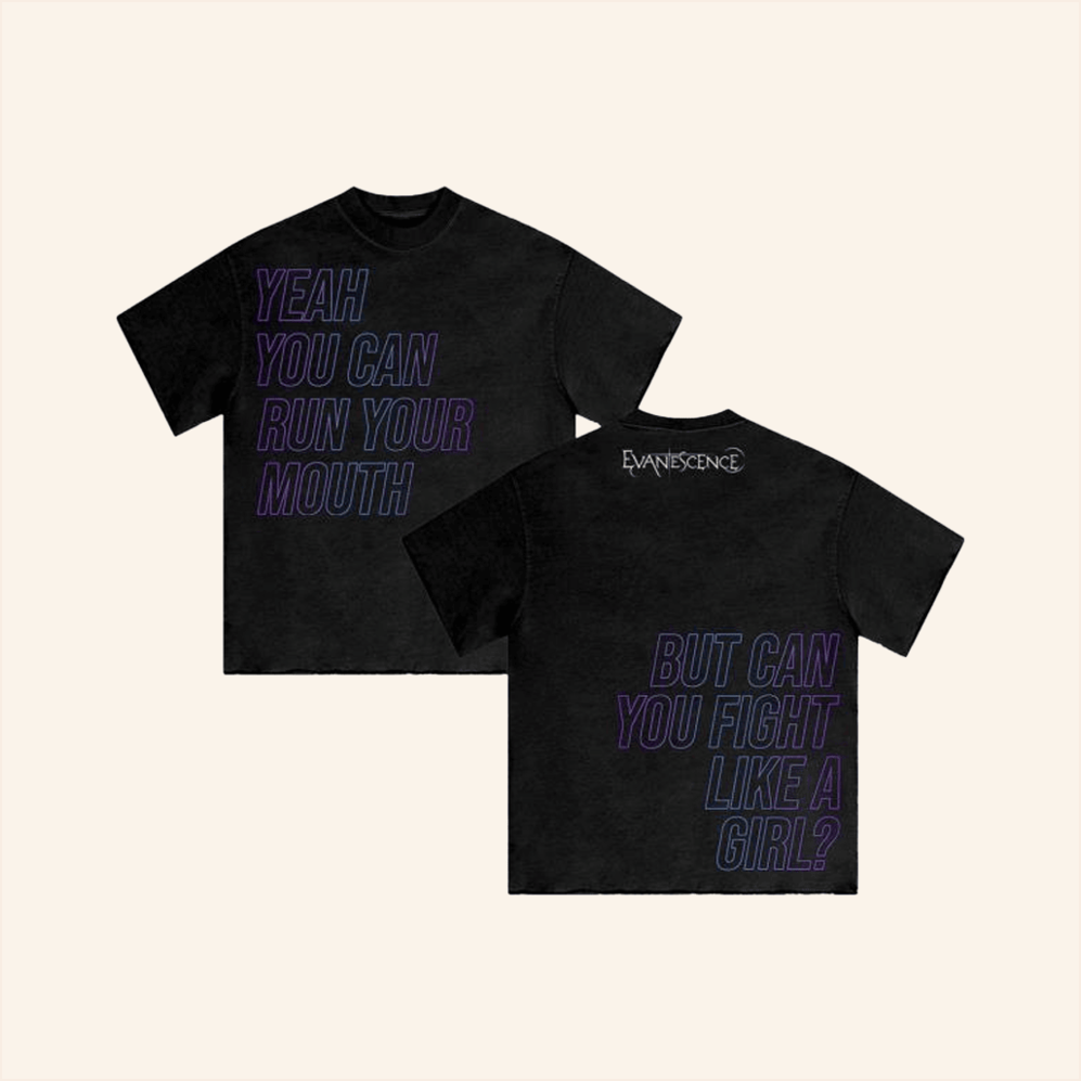 Fight Like A Girl Outline T-Shirt Evanescence Merch Birthday Gifts For Sister BFF Gifts Ideas