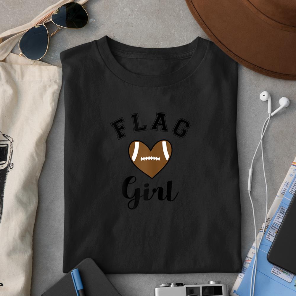 Flag Football Flag Girl Heart T-Shirt