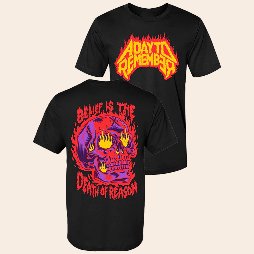 Flame Skull Black T-Shirt ADTR Merch Meaningful Father's Day Birthday Gifts BFF Gifts Ideas