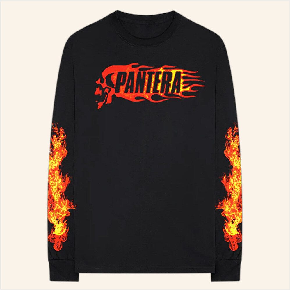 Flame Skull Long Sleeve T-Shirt Pantera Merch Birthday Gift Ideas Christmas Presents