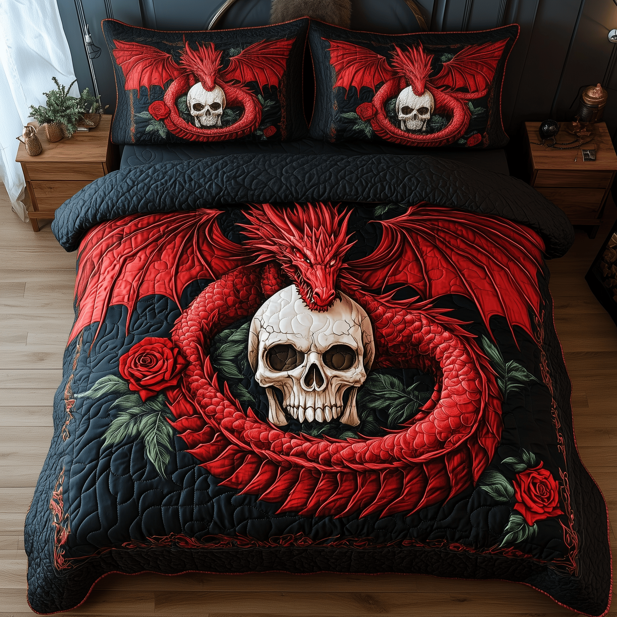 Flamebound Guardian Quilted Bedding Set Best Duvet Cover Bedspread Set Mother And Daughter Presents