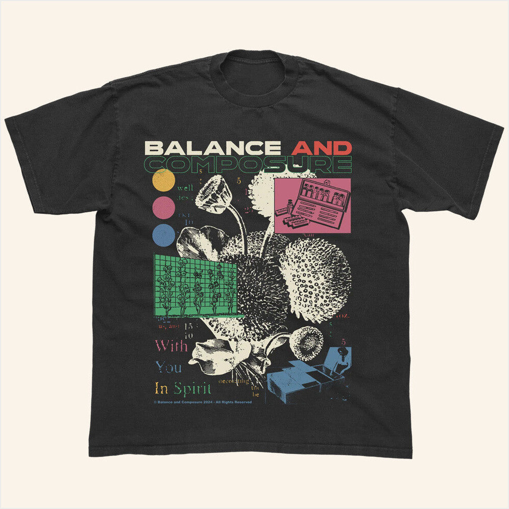Floral Black T-Shirt Balance And Comp Band Merch Gift Ideas For Husband Gifts For Friends