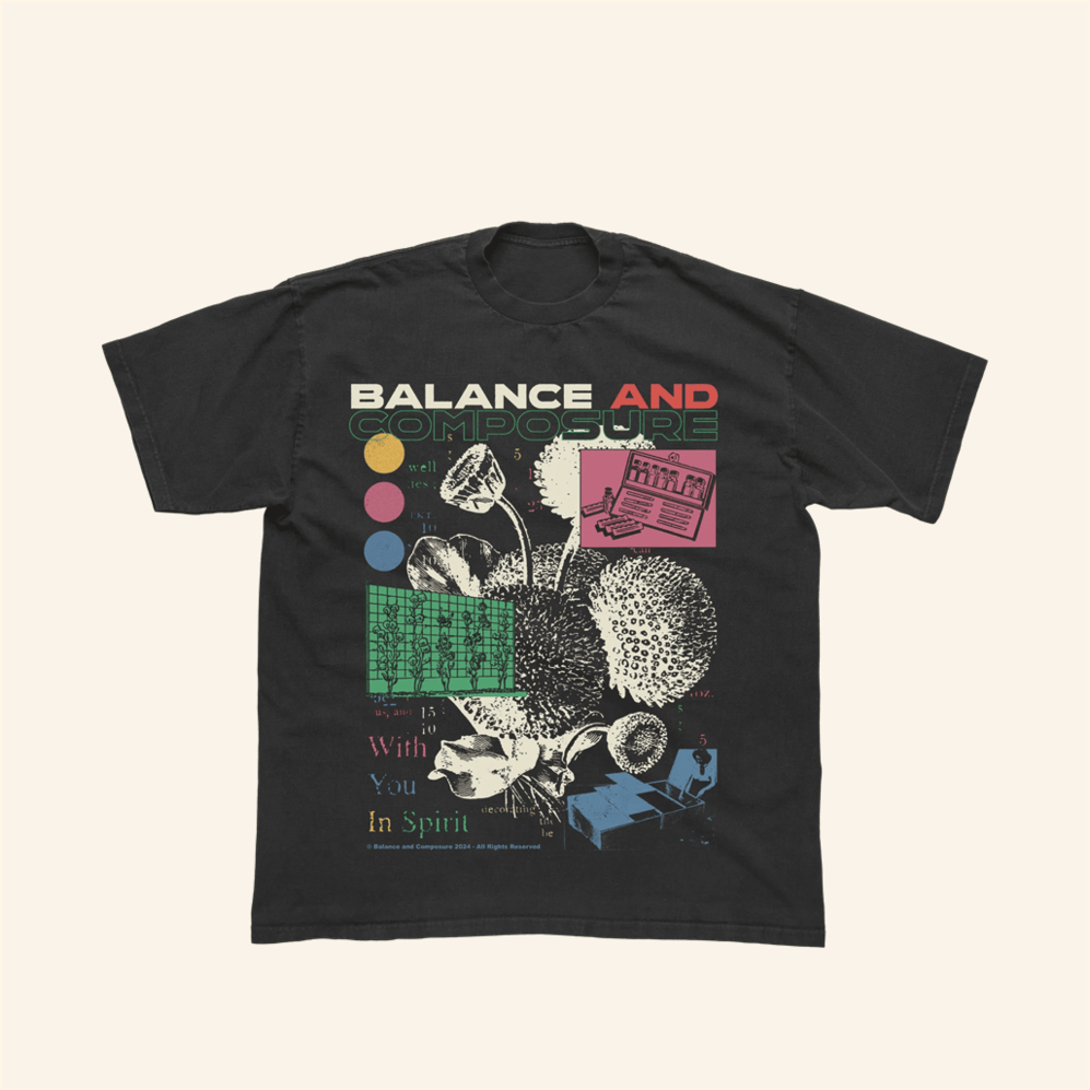 Floral Black T-Shirt Balance And Comp Merch Birthday Present For Husband Gifts For Best Friend