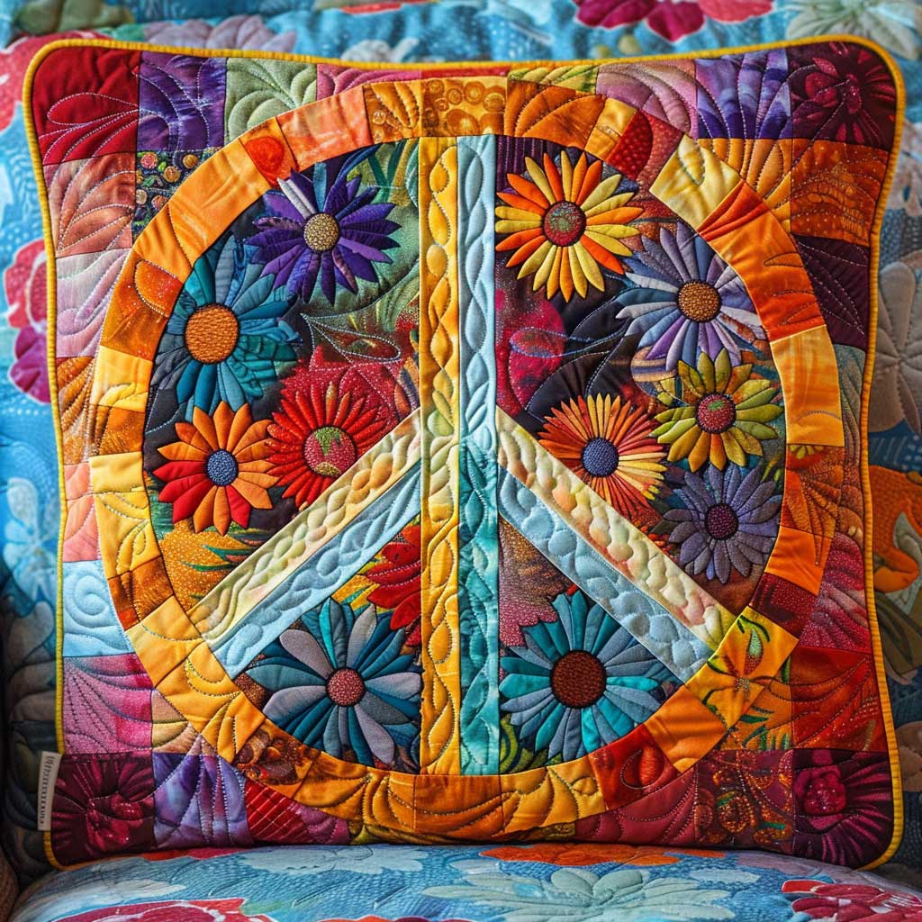 Floral Peace Sign Quilt Pillow Case Theme Flower Theme Great Christmas Gifts For Ladies