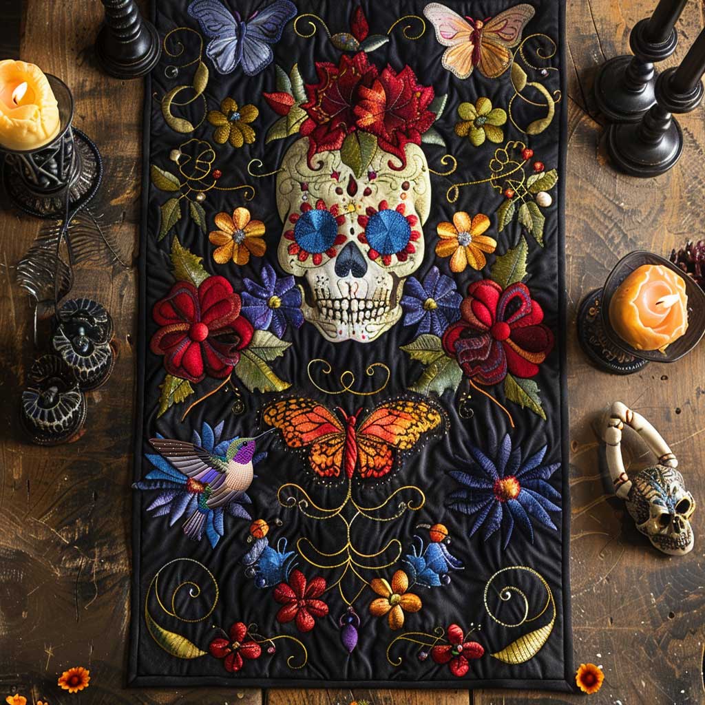 Floral Skull Quilted Table Runner Merchandise Skull Presents For Her Chritsmas Ideas