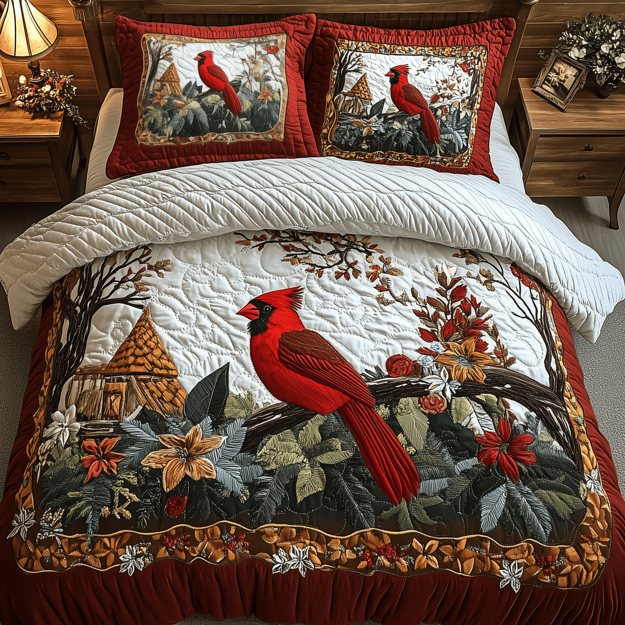 Floral Symphony Soar Quilted Bedding Set Best Duvet Cover Bedspread Set Good Fathers Day Gifts
