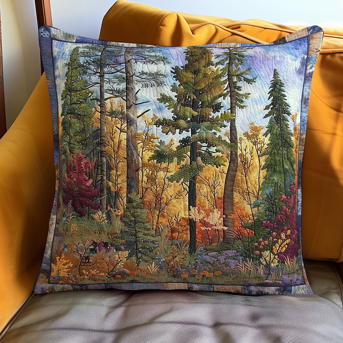 Forest Canopy Quilt Pillow Case Square Sofa Pillow Covers Theme Items Christmas Gifts