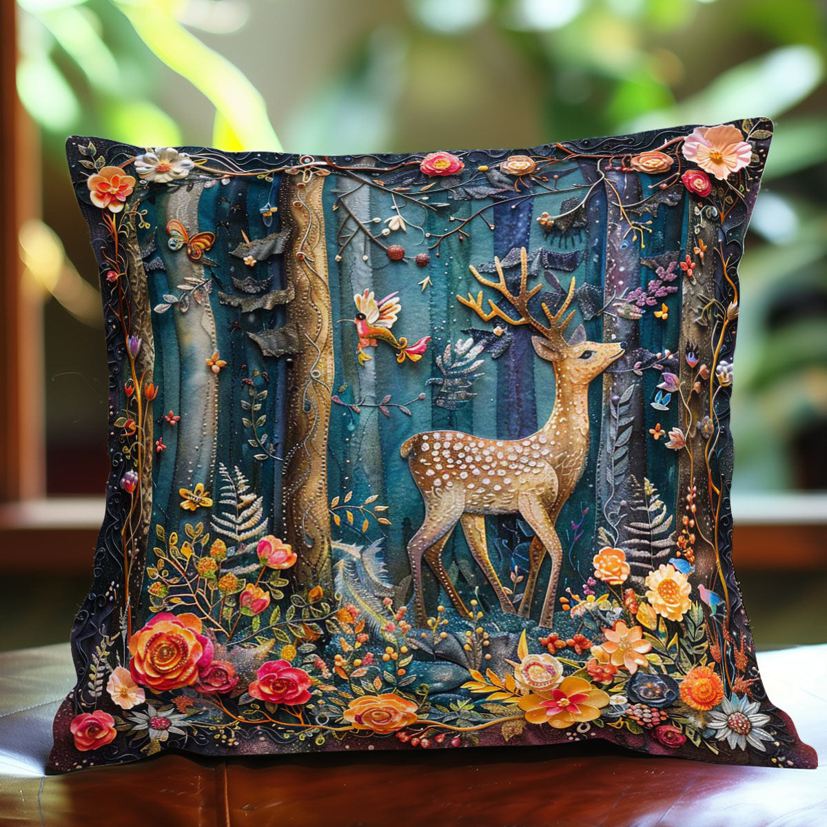Forest Deer Quilt Pillow Case Top Christmas Gifts For Deer Hunters