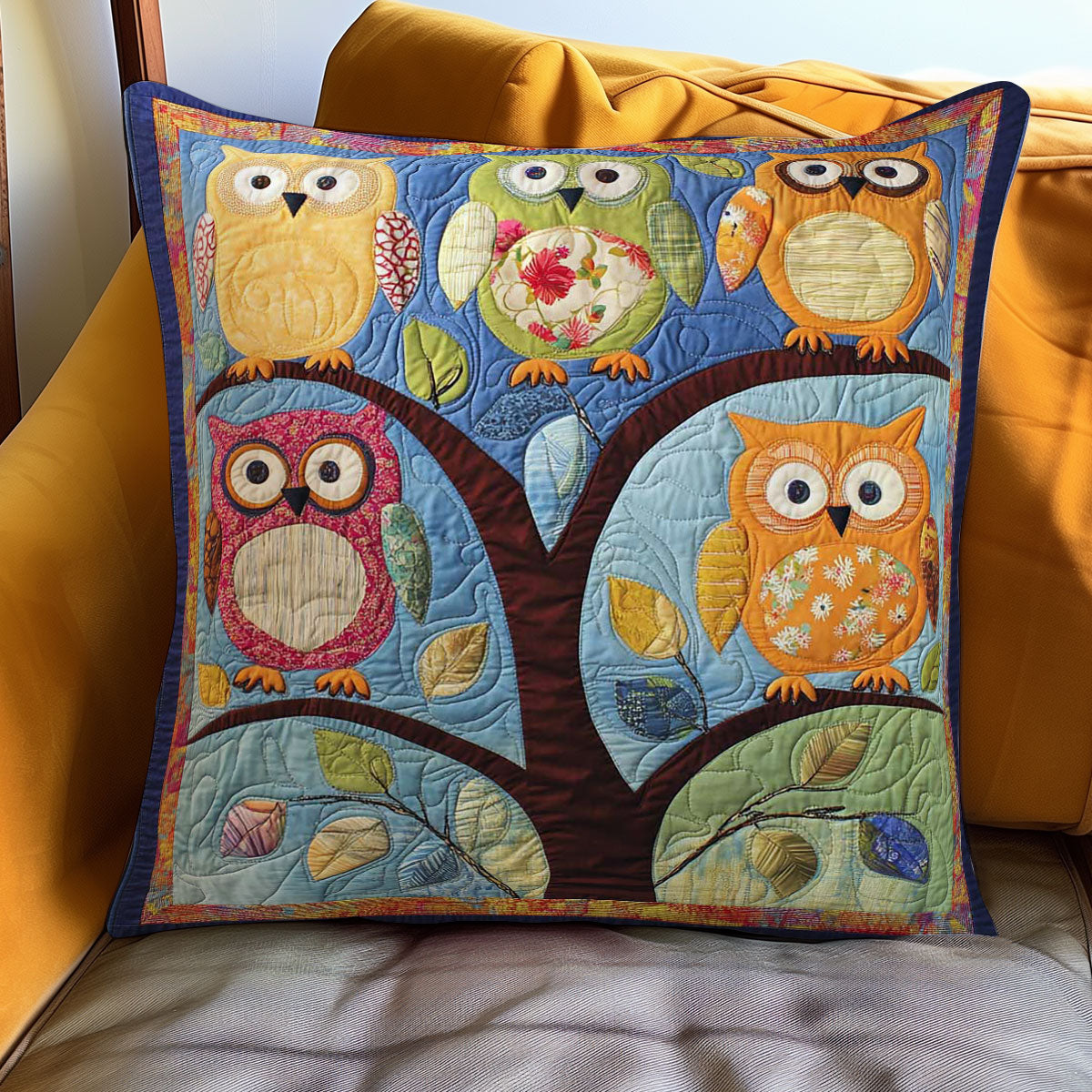 Forest Owl Quilt Pillow Case Unique Owl Gifts For Adults