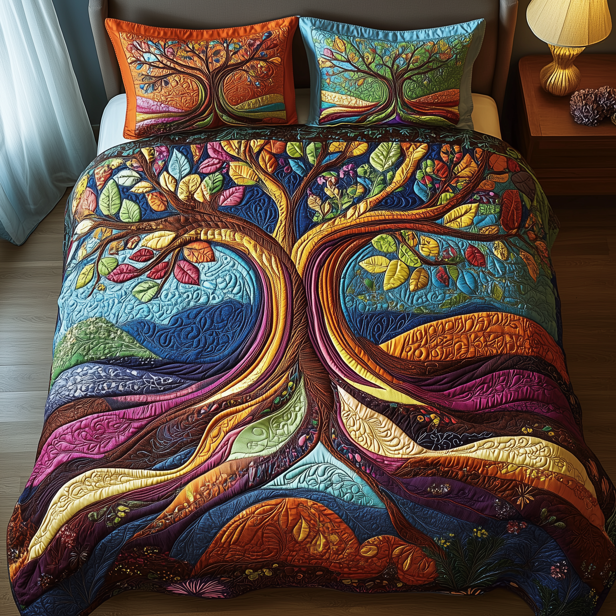Forest Spirit Quilted Bedding Set Valentine Duvet Cover Set Gift Ideas For Wife