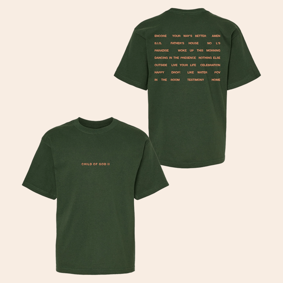 Forrest Frank Tour Merch Child Of God II Green Tracklist Childrens T-Shirt Forrest Frank Merch