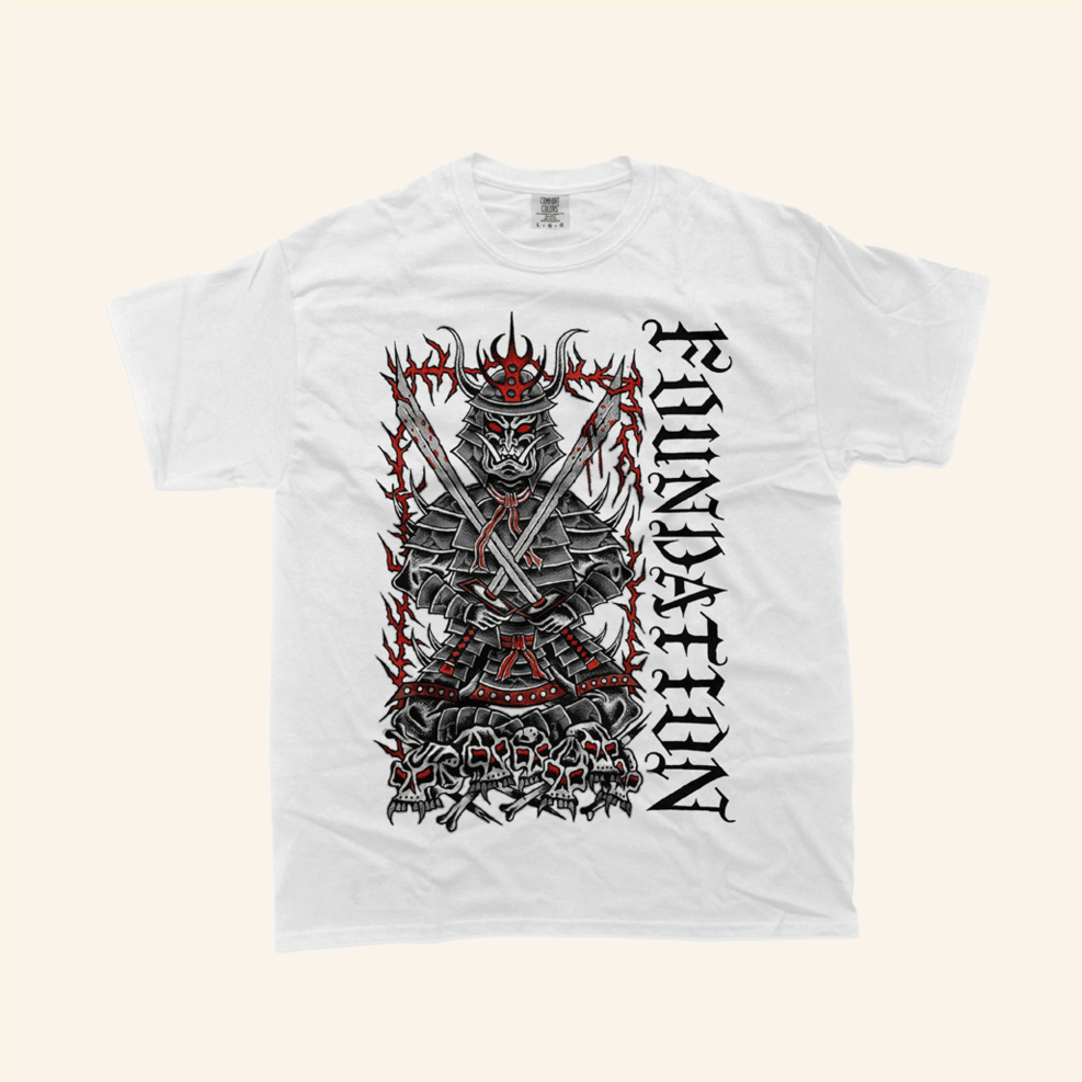 Foundation Samurai White T-Shirt Closed Casket Activities Merch Birthday Gifts For Husband
