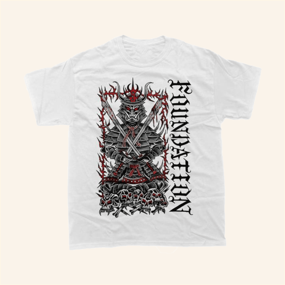 Foundation Samurai White T-Shirt Closed Casket Activities Merch Him Gifts Birthday Gift Ideas