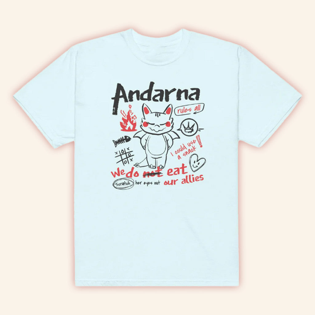 Fourth Wing Merch Andarna T-Shirt Light Blue Gifts For Friends