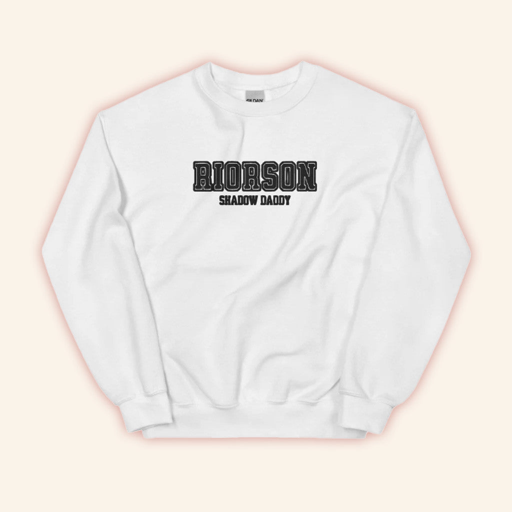 Fourth Wing Merch Riorson Shadow Daddy Embroidered Sweatshirt White Present For Wife