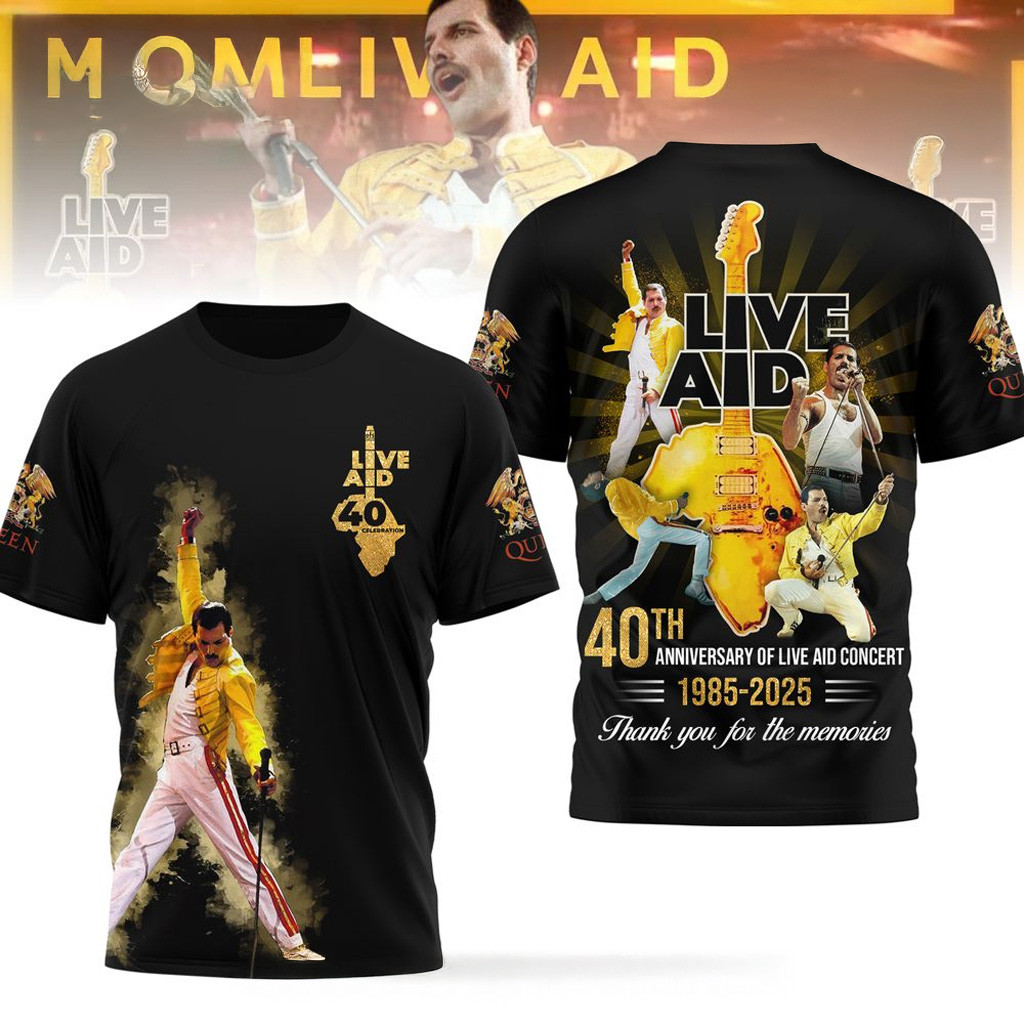 Freddie Mercury 40th Anniversary Of Live Aid Concert 2025 Shirt Gifts For Music Lovers