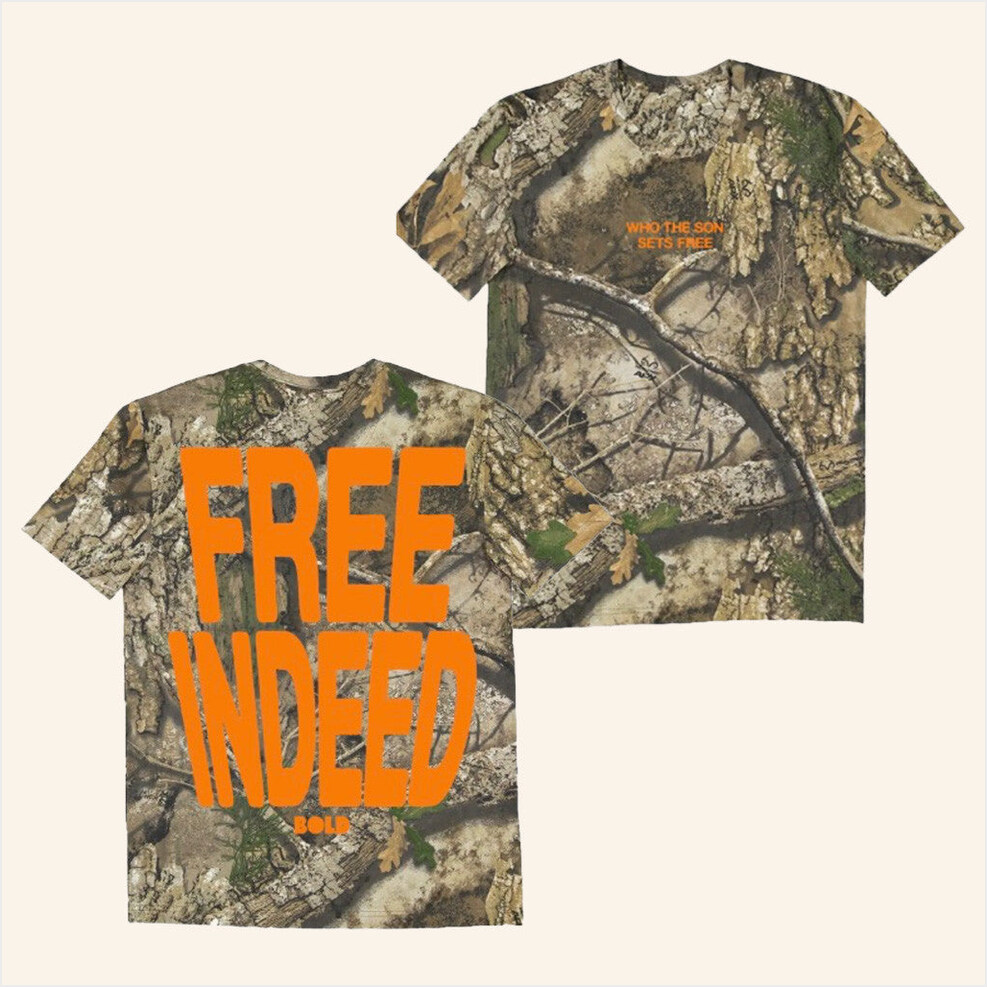 Free Indeed Camo T-Shirt Bold Apparel Merch Best BFF Birthday Gifts Christmas Presents