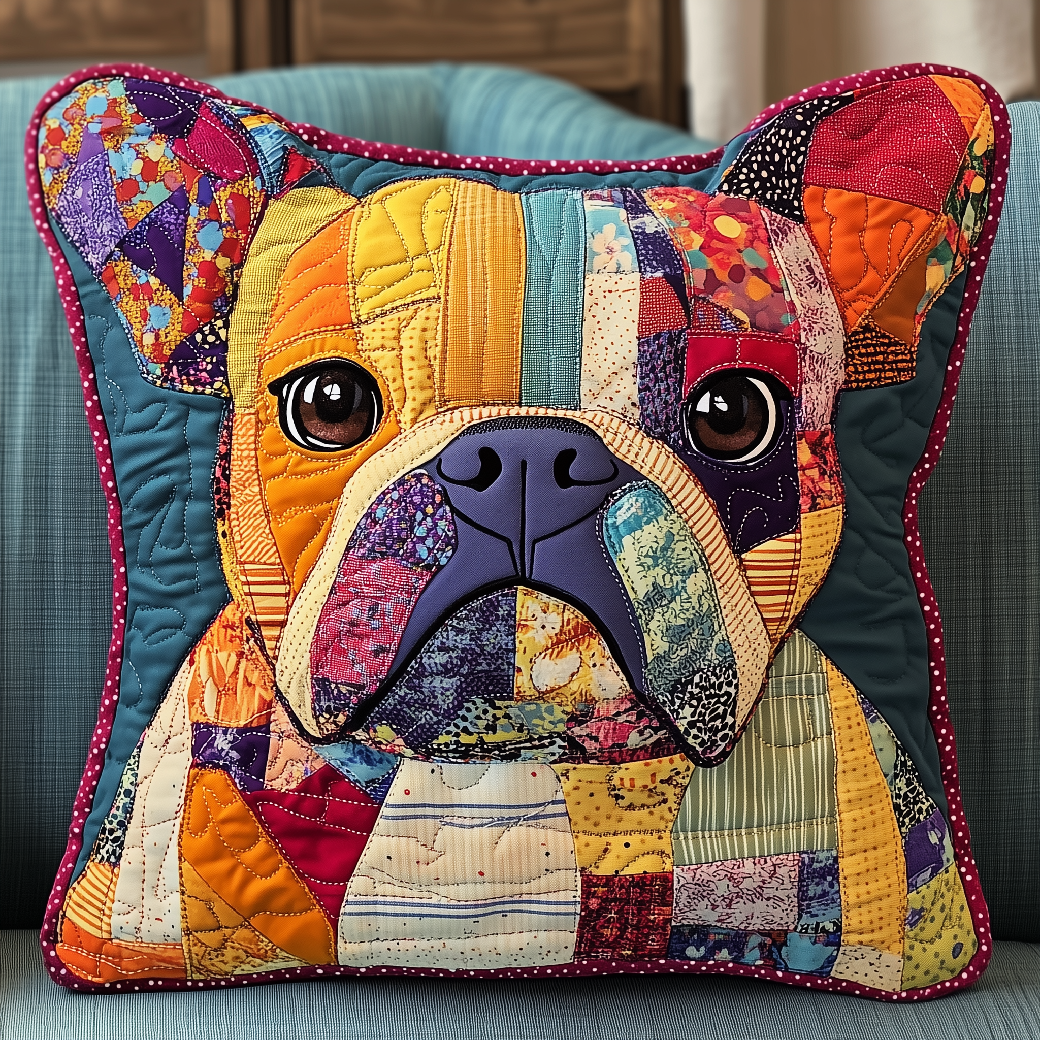 French Bulldog Quilted Pillow Case Xmas Themed Gifts For Frenchie Lovers Owners
