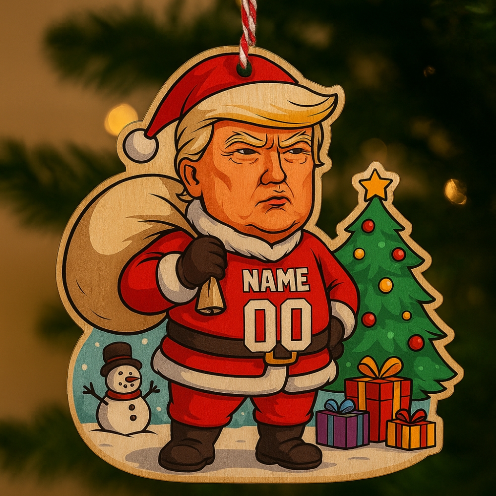 Funny Trump Santa Claus Wooden Christmas Ornament Personalized Christmas Tree Decoration 2025