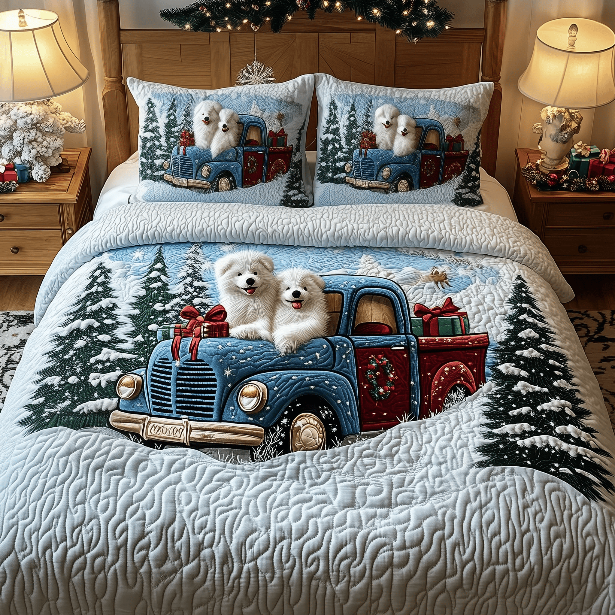 Furry Snowy Adventure Quilted Bedding Set  Stay warm this winter Christmas Gifts For Men