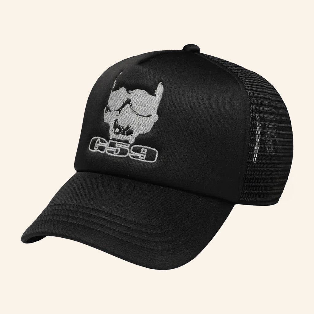 G59 Merch Embroidered Trucker Hat Black Gifts For Dad