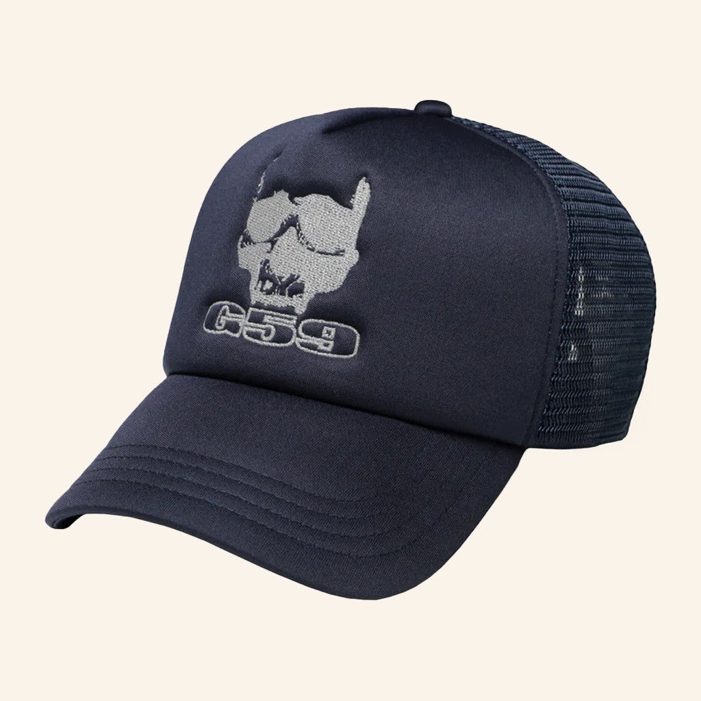 G59 Merch Embroidered Trucker Hat Navy Gifts For Dad