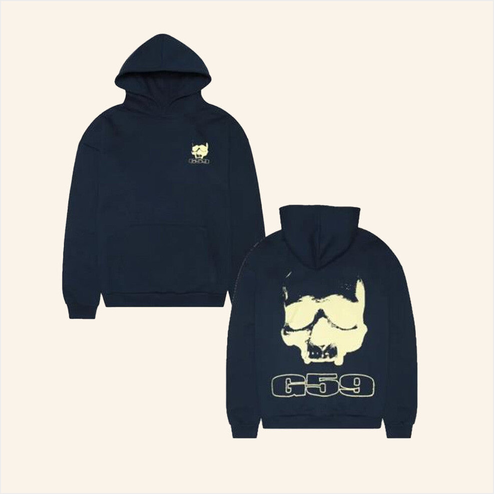 G59 Merch Navy Skull Hoodie Grey59 Merch Birthday Gifts For Dad Gifts For Besties