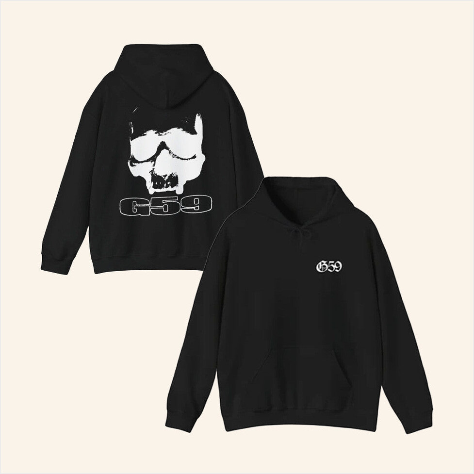 G59 Merch Skull Logo Black Hoodie Grey59 Merch Birthday Gifts For Best Friend