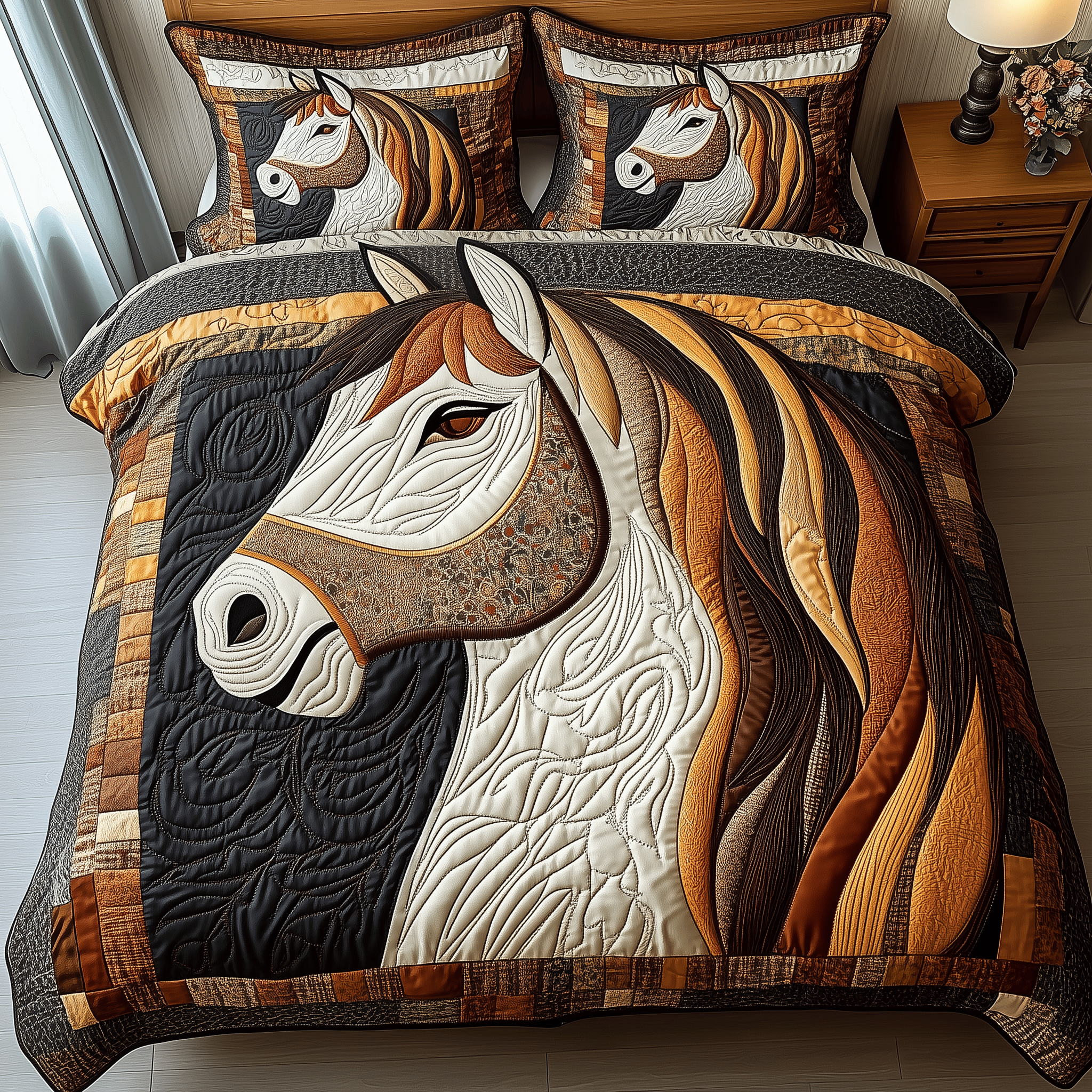 Galloping Horse Quilted Bedding Set Valentine'S Day Duvet Cover Set Gift Ideas For Son'S Girlfriend