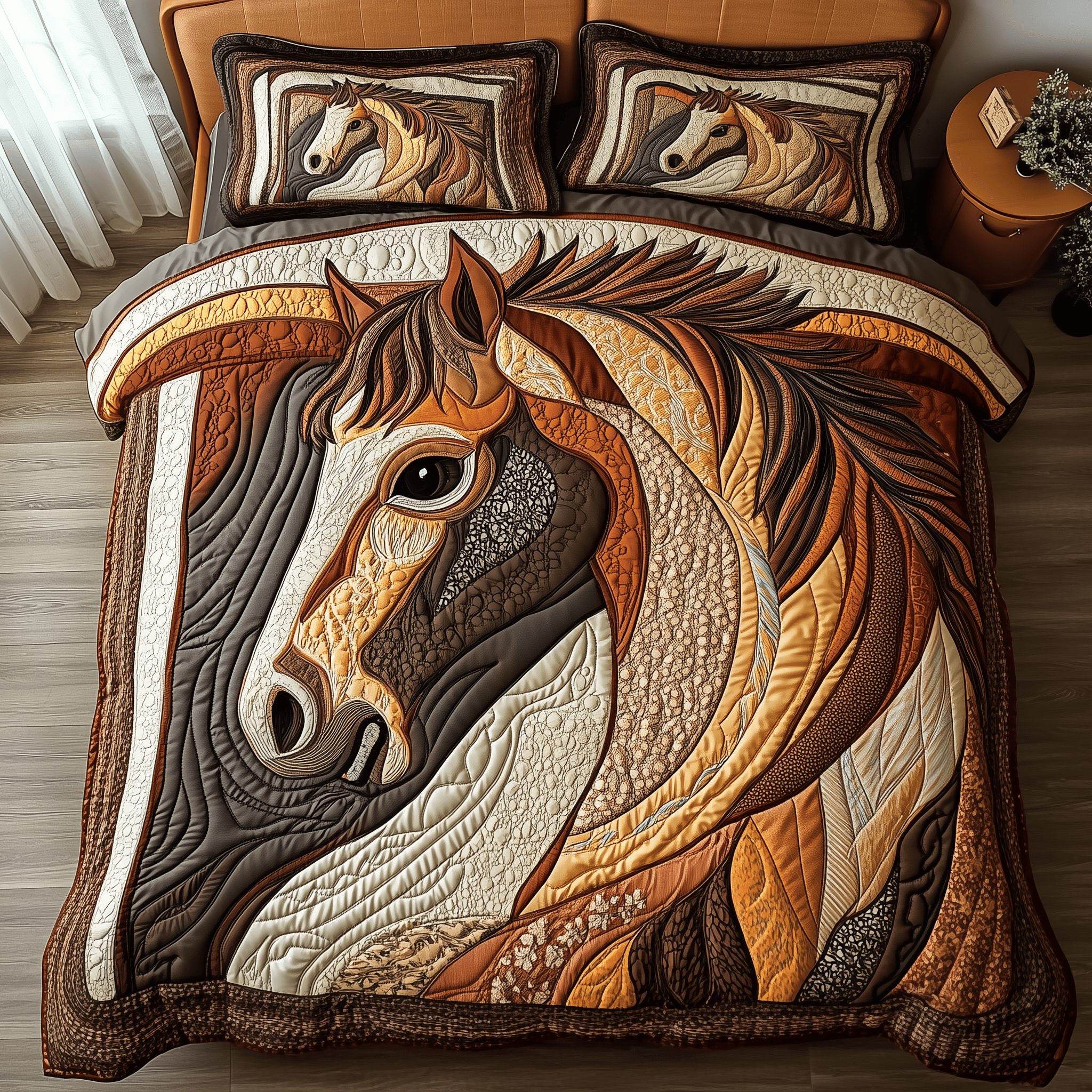 Galloping Horse Quilted Bedding Set Valentine'S Day Duvet Cover Set Gifts For My Son