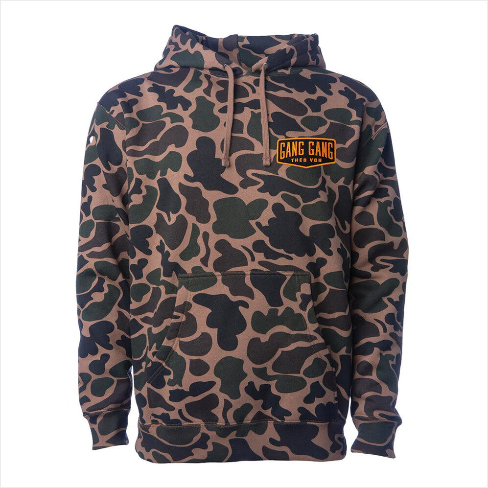 Gang Gang Patch Duck Camo Hoodie Theo Von Merch Unique Birthday Gifts For Husband BFF Gifts