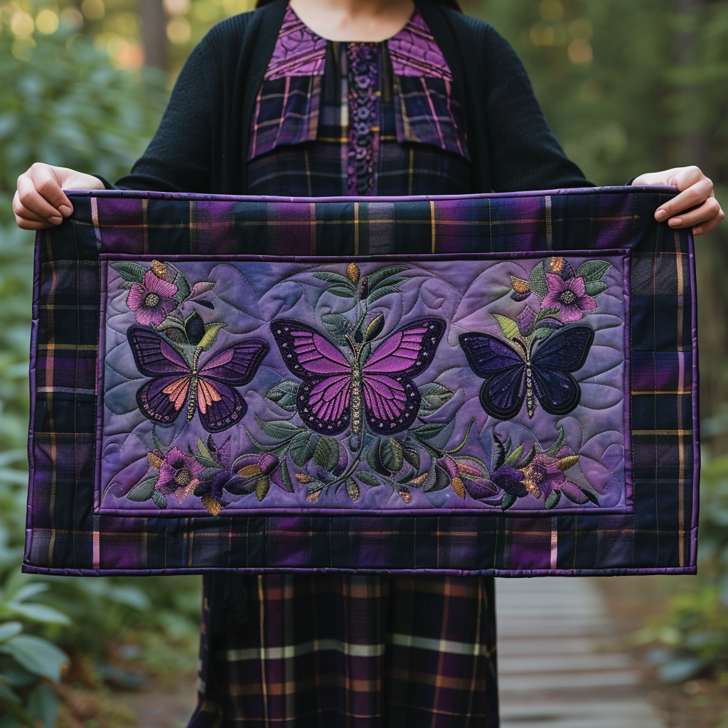 Garden Butterflies Quilted Table Runner Decoration Chirsmas Gifts For Butterfly Lover For Her