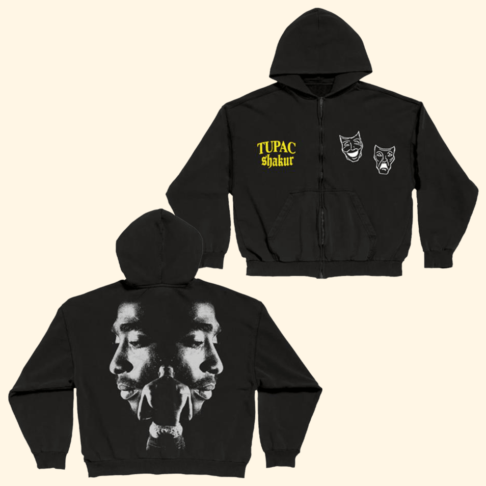 Gemini Mask Zip Hoodie 2pac Merch 2pac Hoodie Good Fathers Day Birthday Gifts For Besties