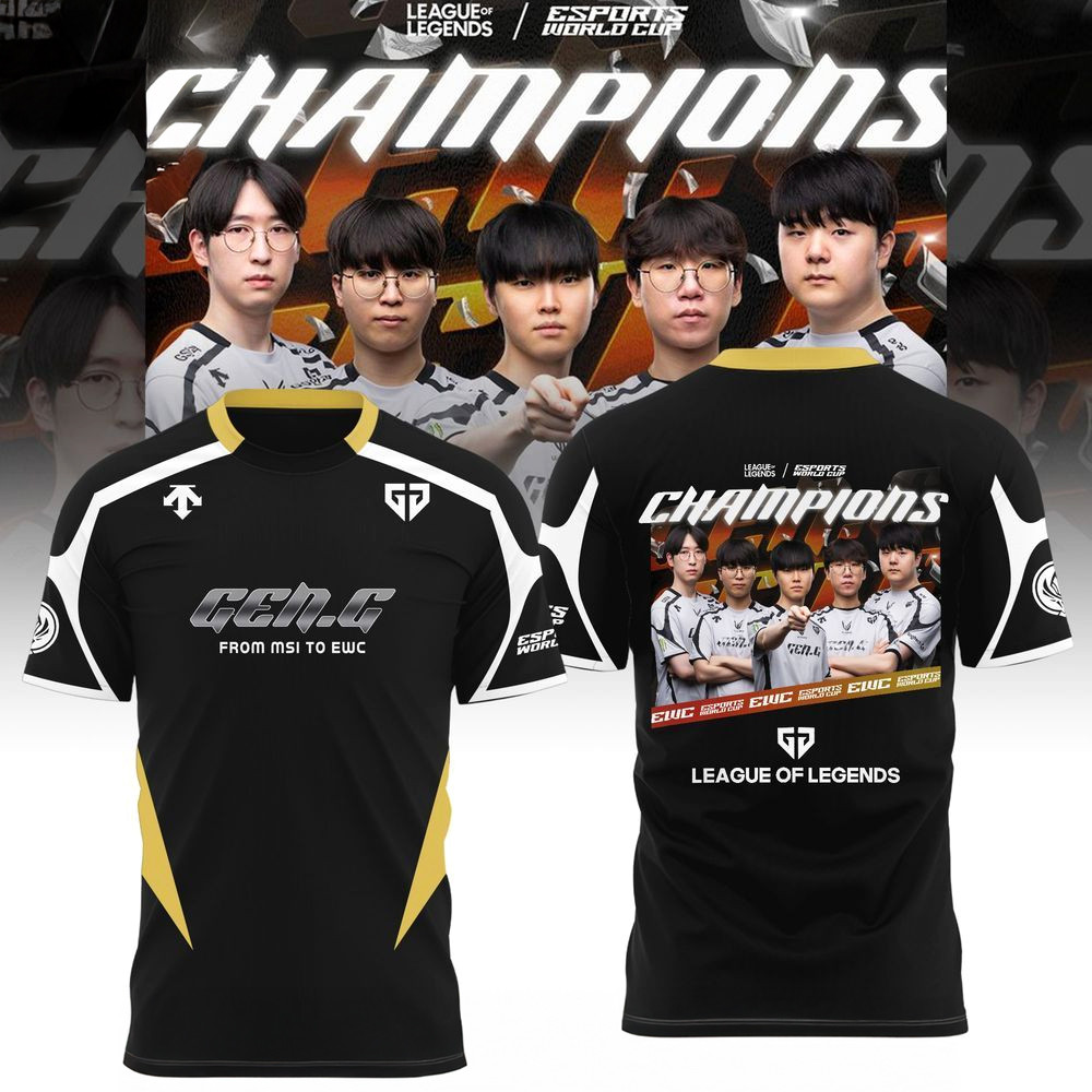 Gen G From Msi To Ewc 2025 Champions Black T-Shirt Fan Merch Gifts For Him