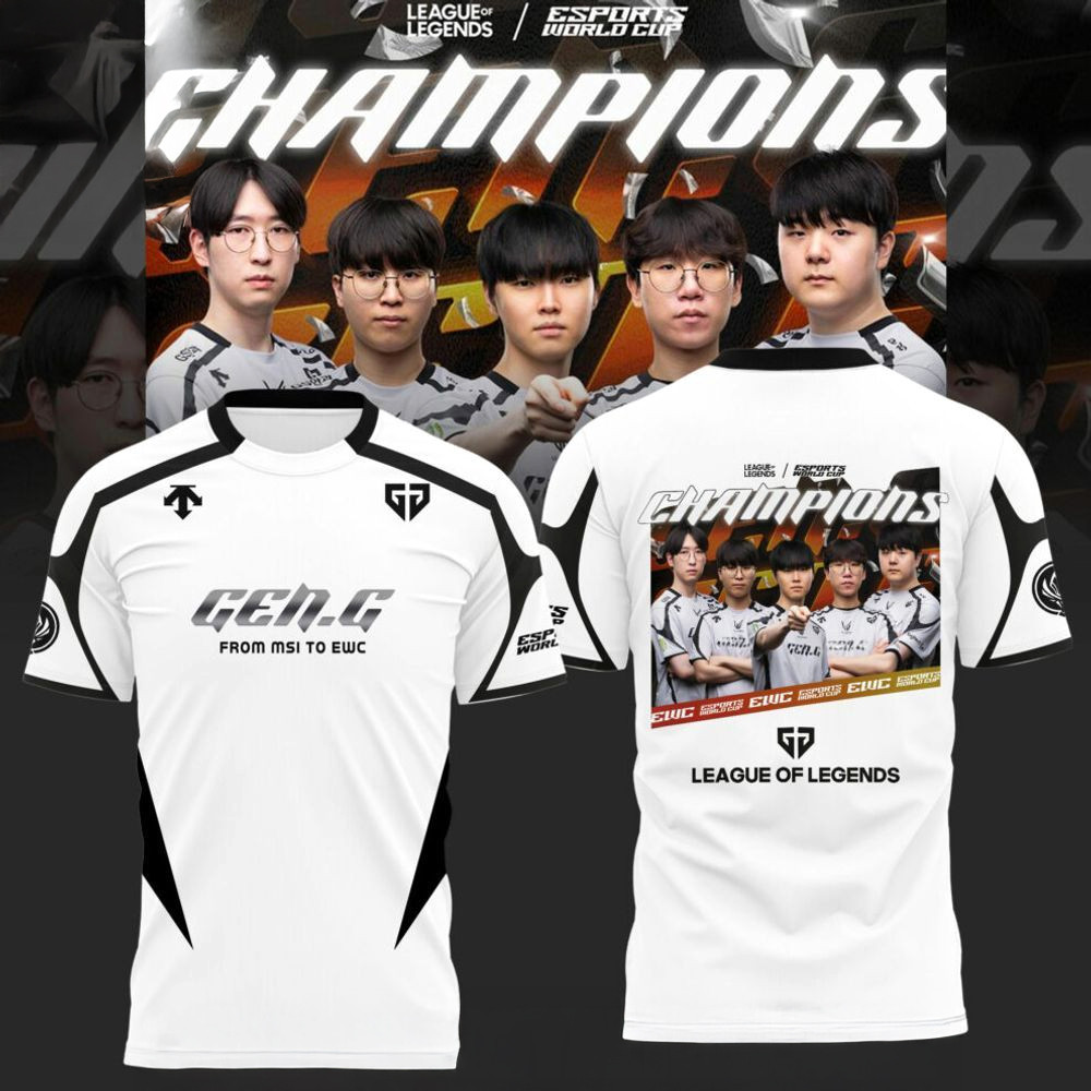 Gen G From Msi To Ewc 2025 Champions White T-Shirt Fan Merch Gifts For Dudes