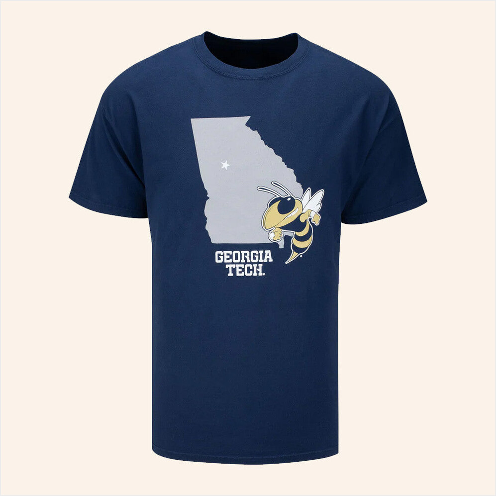 Georgia Tech Yellow Jackets Ramblinwreck Merch Buzz Georgia Outline T-Shirt Him Birthday Gifts
