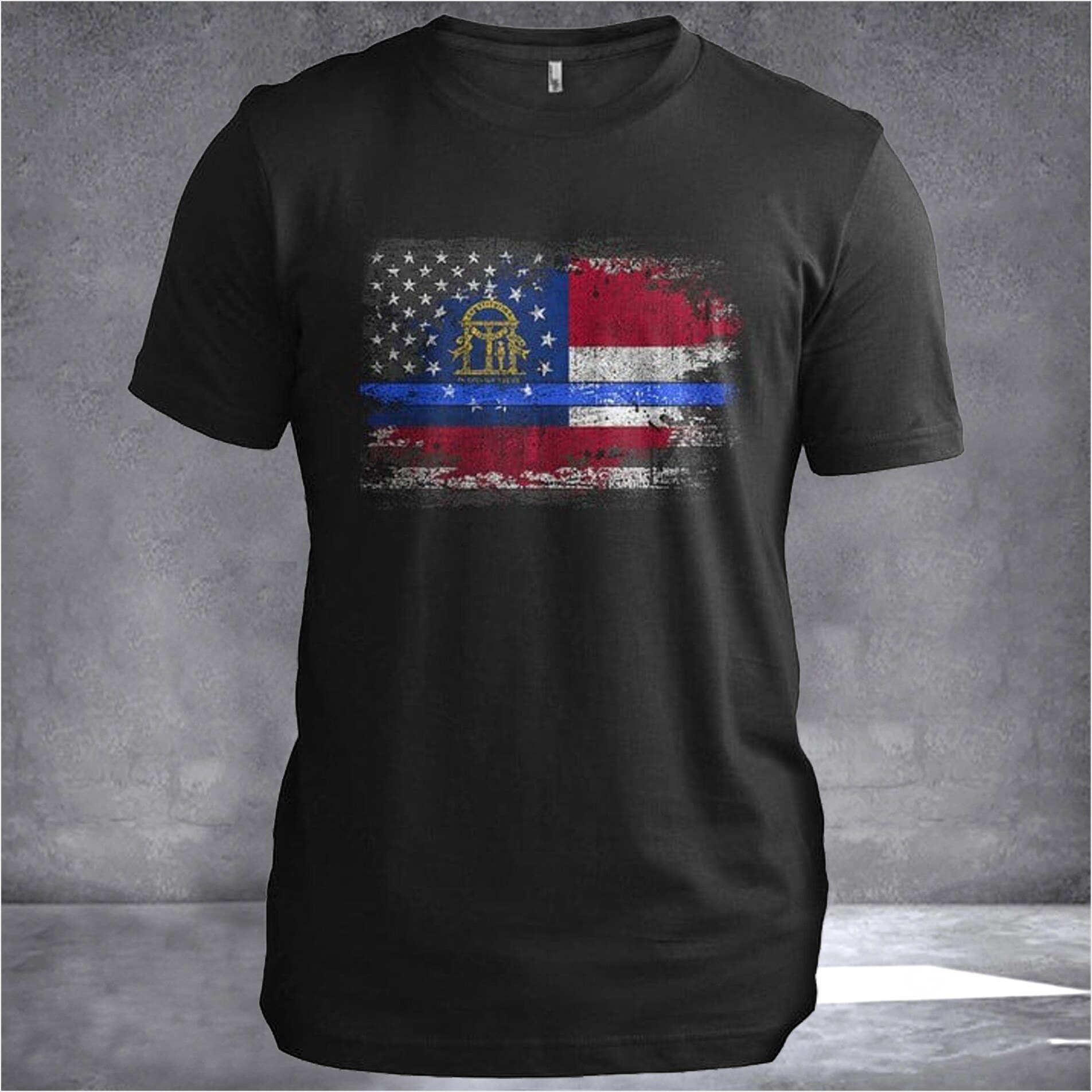 Georgia Thin Blue Line Flag Vintage Georgia T-Shirt Law Enforcement Shirts Best Patriots Gifts